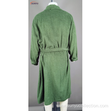 Men's 100%cotton towel long sleeve bathrobe